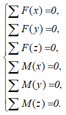 Условия равновесия пространственной системы сил