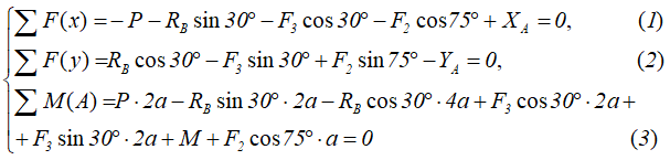 Уравнения равновесия плоской системы сил