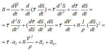 Формулы расчета модуля полного ускорения точки
