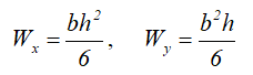 Формулы осевых моментов сопротивления прямоугольника