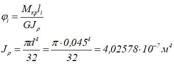 Расчет полярного момента инерции круглого сечения вала