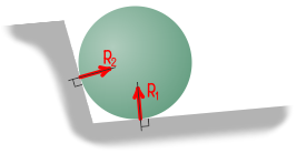 Направление реакций поверхности в двух точках касания тела