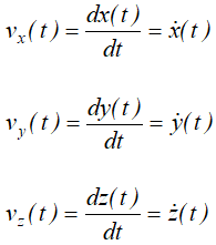 Формулы для расчета проекций скорости движущейся точки