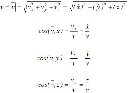 Модуль и направляющие косинусы скорости движения точки