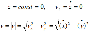 Формулы для расчета скорости при движении точки в плоскости