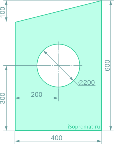 Сложное сечение в вырезом круглого отверстия